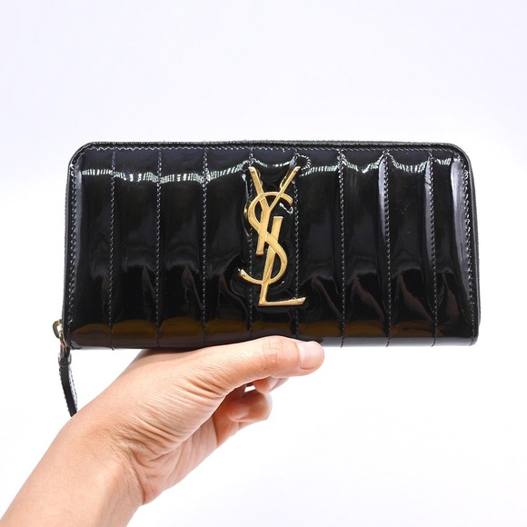 🍓YSL Cassandra Zip Around Patent Wallet - Picture 1 of 11